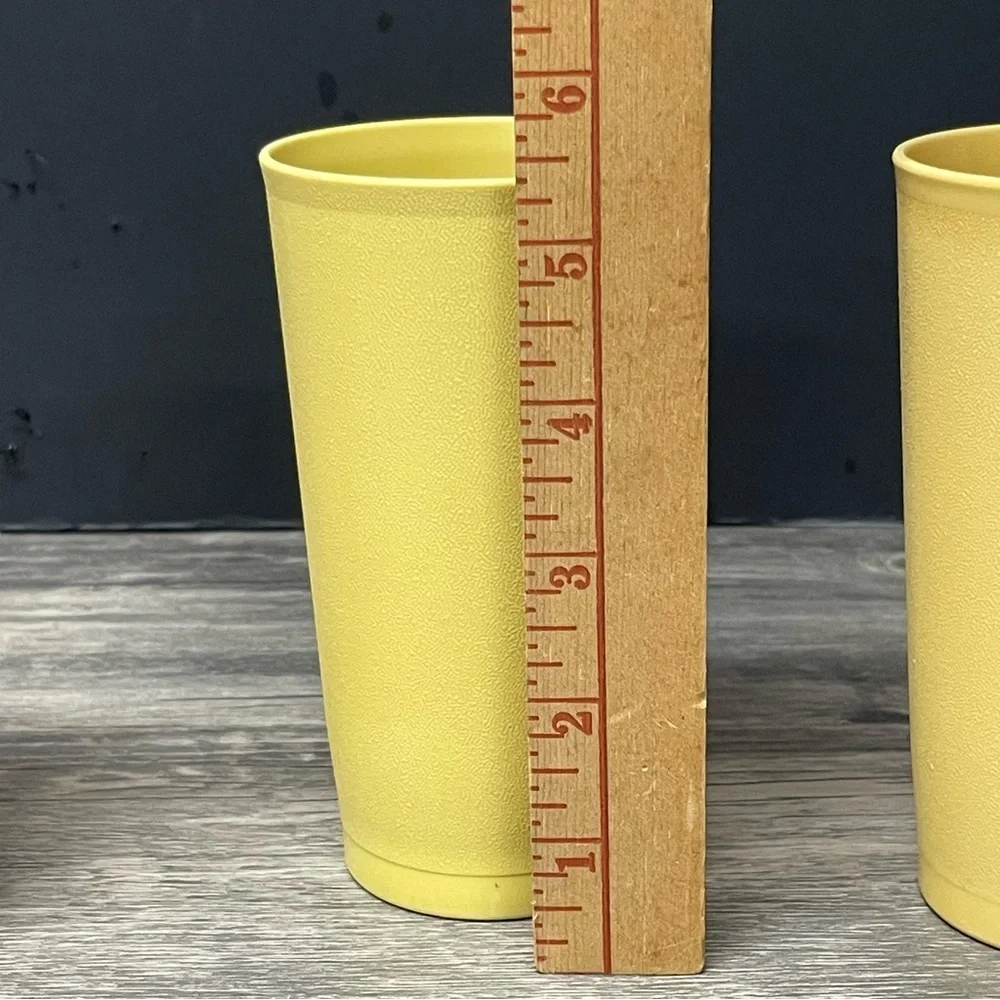 Vintage Yellow Tupperware Tumblers Set of 3 • Retro Cups • Stackable Kitchenware